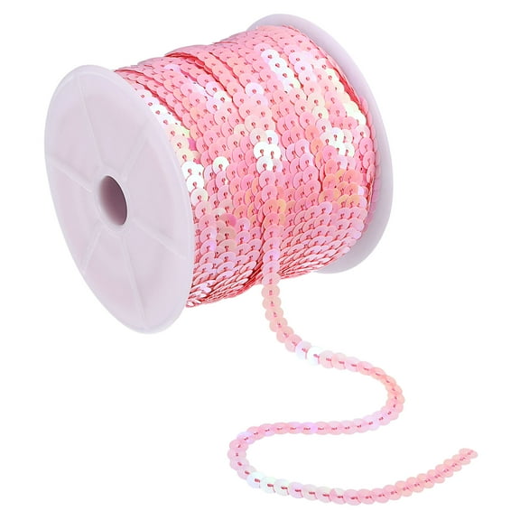 Uxcell 100Yards 6mm Flat Sequin Strip Spangle Paillette String Sequin Trim Pink