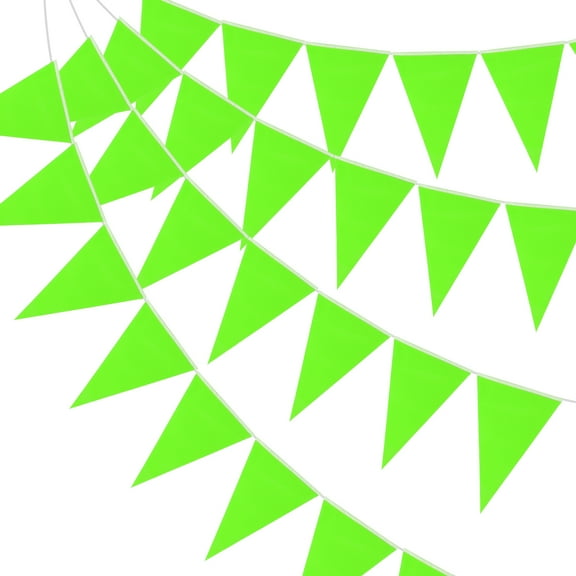 Uxcell 100ft Pennant Banners Flags String Hanging Triangle Bunting DIY Flags for Party Green 60 Pcs
