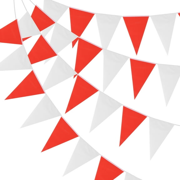 Uxcell 100ft Pennant Banners Flags String Hanging Triangle Bunting DIY Flags for Party Red White 60 Pcs