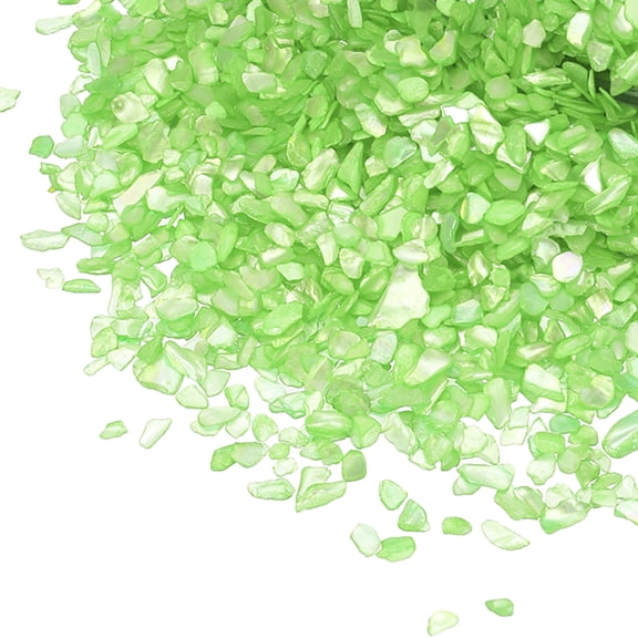 Uxcell 100g Small Crushed Shells for Crafts, 0.12", Bean Green, Mini Irregular Seashells Bulk Natural Crushed Sea Shells for Nail Art, Home Vase Filler, Fish Tank, Candle Decoration