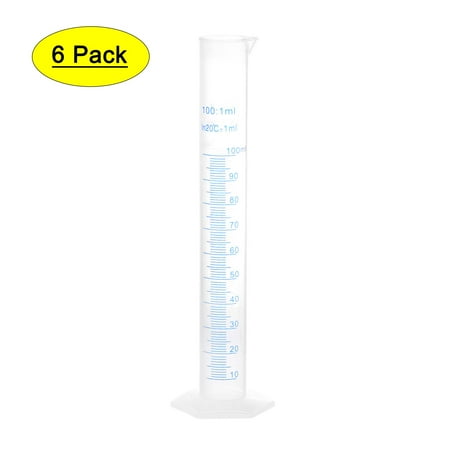 Uxcell 100ml 2Sided Metric Marking Plastic Graduated Cylinder 6 Pcs