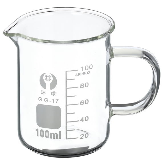 Uxcell 100ml 3.3 Graduated Borosilicate Lab Measuring Cups Glass Beaker with Handle 1 pcs