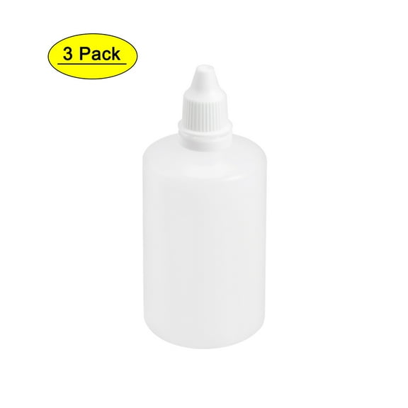 Uxcell 100ml/3.4 oz Small Mouth Drop Bottle Plastic White 3 Count