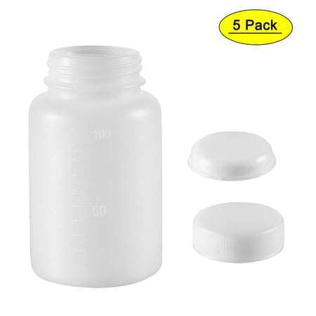 Uxcell 100ml/3.4oz Plastic Wide Mouth Lab Reagent Bottle 5 Count