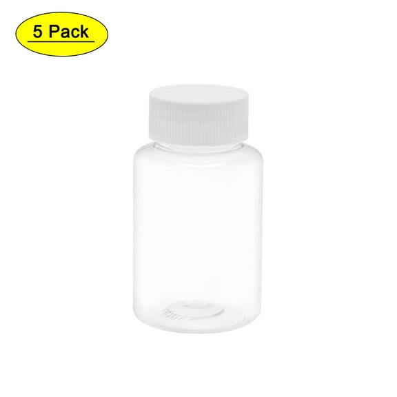 Uxcell 100ml/3.4oz Plastic Wide Mouth Lab Reagent Bottle Clear 5 Count