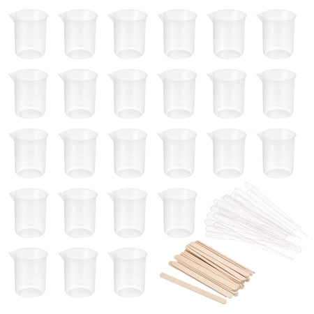 Uxcell 100ml PP Plastic Graduated Beaker Clear with Stirring Sticks and Pipettes 75in1 Set