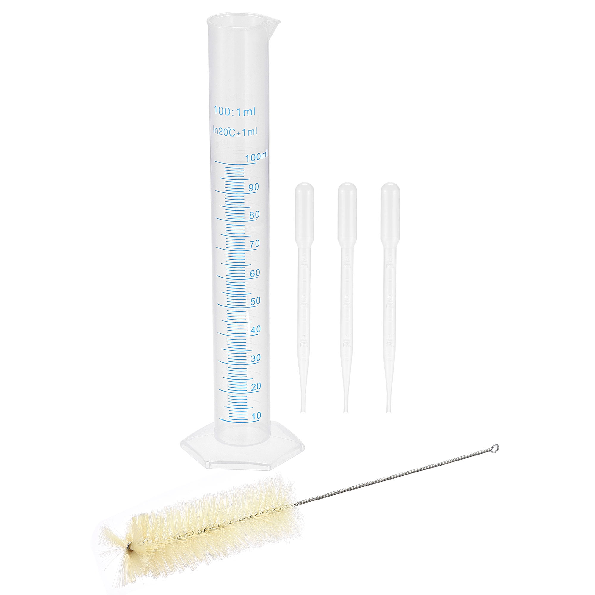 Uxcell 100ml Plastic Measuring Cylinder with 3 Transfer Pipettes and 1