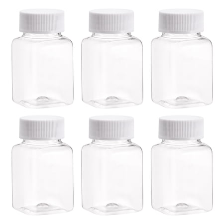 Uxcell 100ml Plastic Reagent Bottles Empty Square Containers with Screw Cap Clear, 12 Count