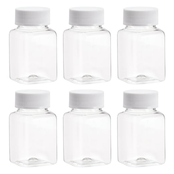 Uxcell 100ml Plastic Reagent Bottles Empty Square Containers with Screw Cap Clear, 12 Count
