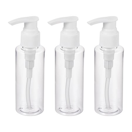Uxcell 100ml Refillable Dispenser Set Airless Pump Bottles, Clear 3 Pack