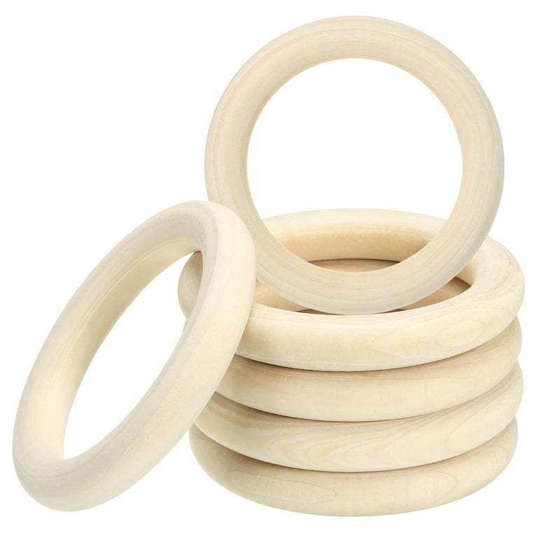 Uxcell 100mm 3.9 Wooden Rings 15mm thick, 10 Pack Natural Wood Rings  Unfinished Wood Loop 