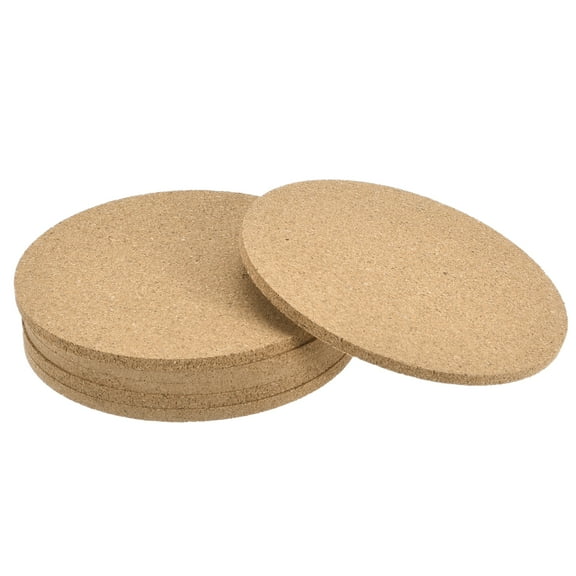 Uxcell 100mm(3.94") Round Coasters 4mm Thick Cork Cup Mat Pad for Tableware 6 Pack