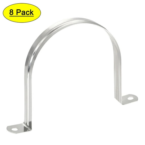 Uxcell 100mm(4") 201 Stainless Steel 2 Holes Rigid Pipe Strap Tension Tube Clamp 8 Pack
