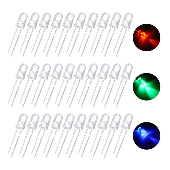 Uxcell 100Pcs 0.2" LED Diode Lights Slow Blinking Round Transparent DC 3.0-3.2V High Brightness Lighting Bulb Lamps