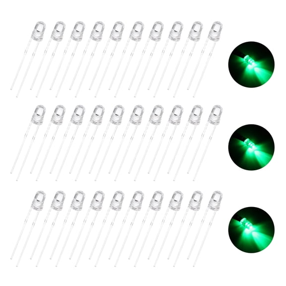 Uxcell 100Pcs 0.12" LED Diode Lights Yellow Green Round Transparent DC 1.8-2.0V High Brightness Lighting Bulb Lamps