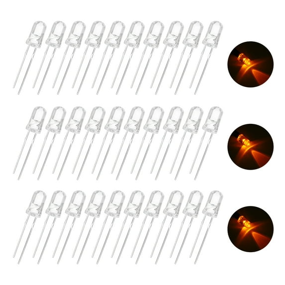Uxcell 100Pcs 0.2" LED Diode Lights Orange Round Transparent DC 1.8-2.0V High Brightness Lighting Bulb Lamps