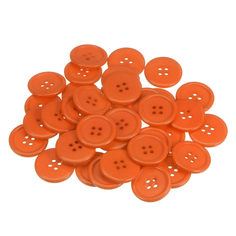 Uxcell 100pcs 40L Sewing Buttons 1 inch(25mm) Resin Round Flat 4-Hole Craft Buttons for Sewing Clothing and DIY, Orange, Size: Large