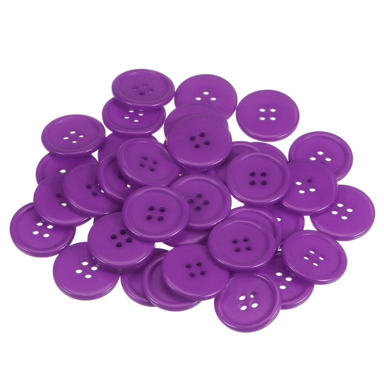 Uxcell 100pcs 40L Sewing Buttons 1(25mm) Resin Round Flat 4-Hole Craft Buttons  for Sewing Clothing and DIY, Purple 