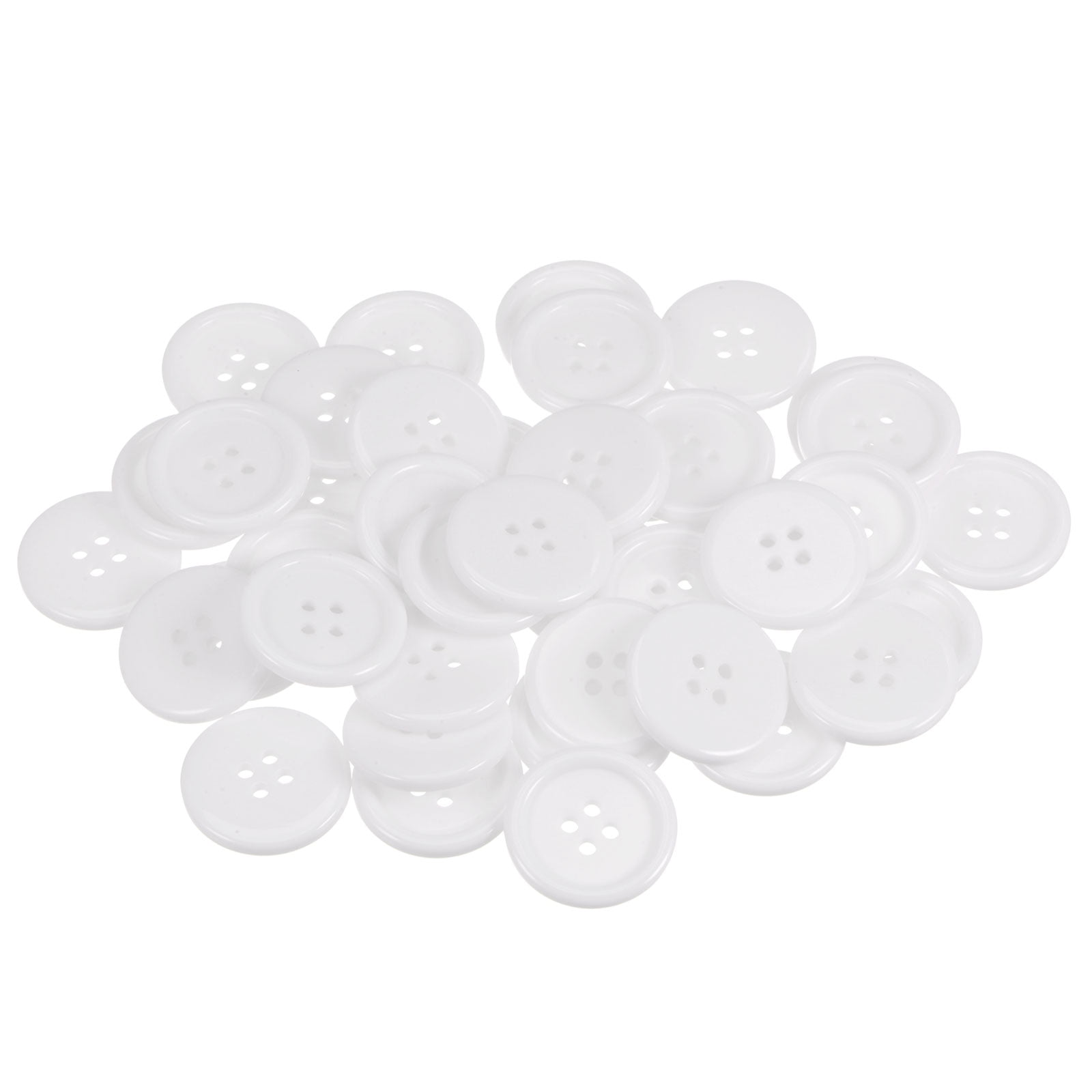 Uxcell 100pcs 40L Sewing Buttons 1"(25mm) Resin Round Flat 4Hole Craft