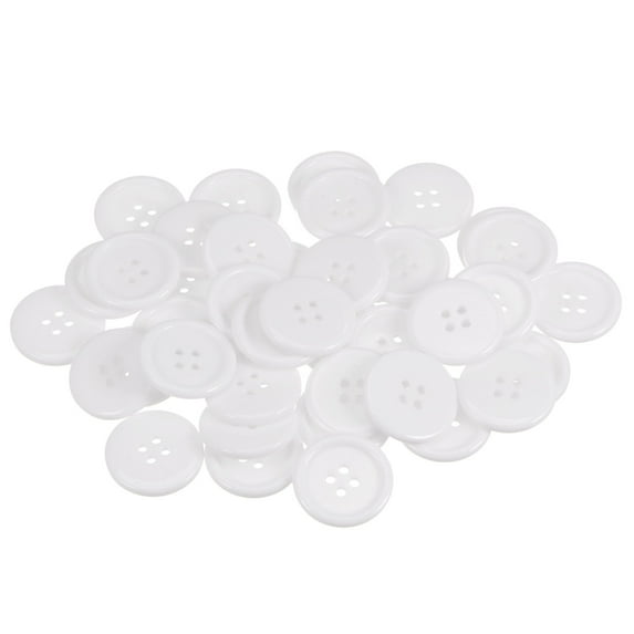 Uxcell 100Pcs 40L Sewing Buttons 1"(25mm) Resin Round Flat 4-Hole Craft Buttons for Sewing Clothing and DIY, White
