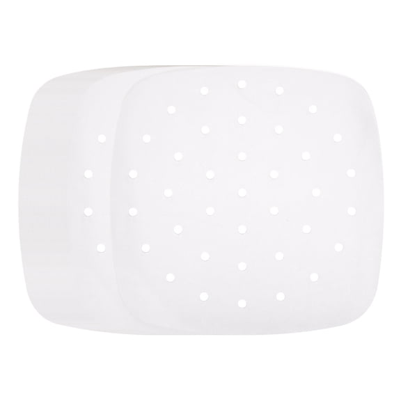 Uxcell 100pcs Air Fryer Liners 8.5 Inch Square Bamboo Steamer Liners with Holes Non-Stick Perforated Parchment Paper Sheets Disposable Steamer Paper for Air Fryers Steaming Basket, White