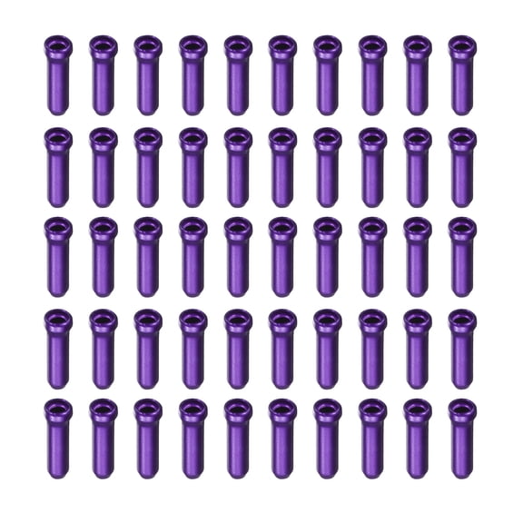 Uxcell 100pcs Bike Cable End Caps Set Aluminum Alloy Cable End Crimps Purple