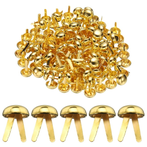 Uxcell 100pcs Brads Paper Fasteners, 15mm x 22mm Metal Paper Crafts Brads, Small Round Brass Split Pins, Gold