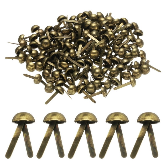 Uxcell 100pcs Brads Paper Fasteners, 6mm x 13mm Metal Paper Crafts Brads, Small Round Brass Split Pins, Bronze