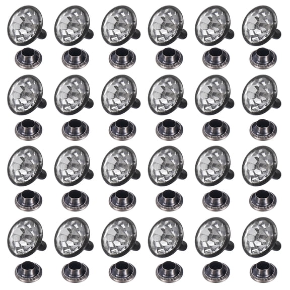 Uxcell 100pcs Colorful Crystal Rivets 9mm Rhinestone Rapid Stud Rivets Metal Studs for Clothing Leather Fabric Arts Crafts Decoration Leathercraft DIY, Transparent