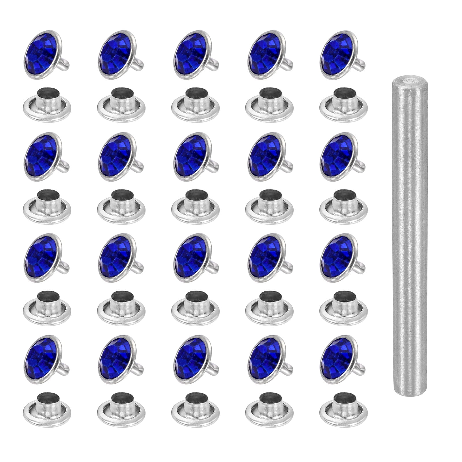 Uxcell 100pcs Crystal Rivets 11mm Rhinestone Rapid Stud Rivets with ...