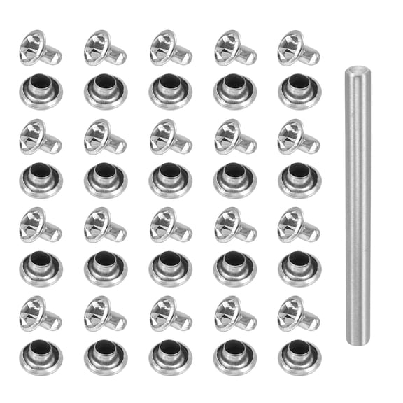 Uxcell 100pcs Crystal Rivets 5mm Rhinestone Rapid Stud Rivets with Steel Installation Tool for Clothing Leather Fabric Arts Crafts Decoration Leathercraft DIY, Silver Clear