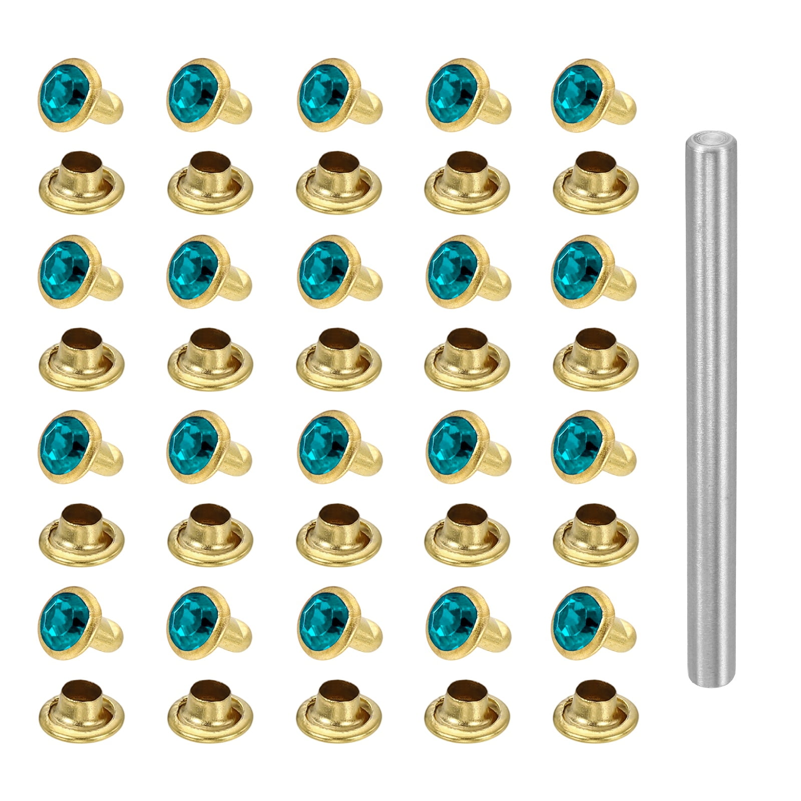 Uxcell 100pcs Crystal Rivets 6mm Rhinestone Rapid Stud Rivets with ...