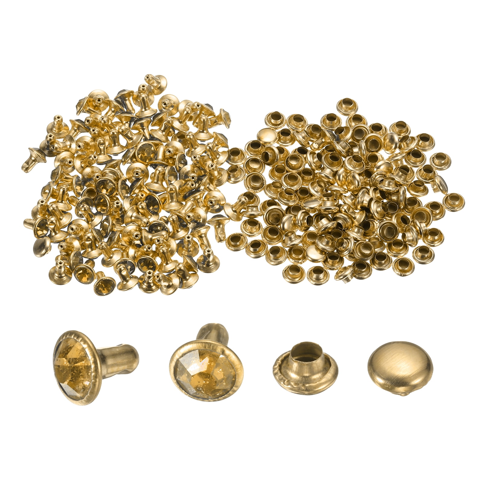 Uxcell 100pcs Crystal Rivets 6mm Rhinestone Rivets for Leather Crafting ...