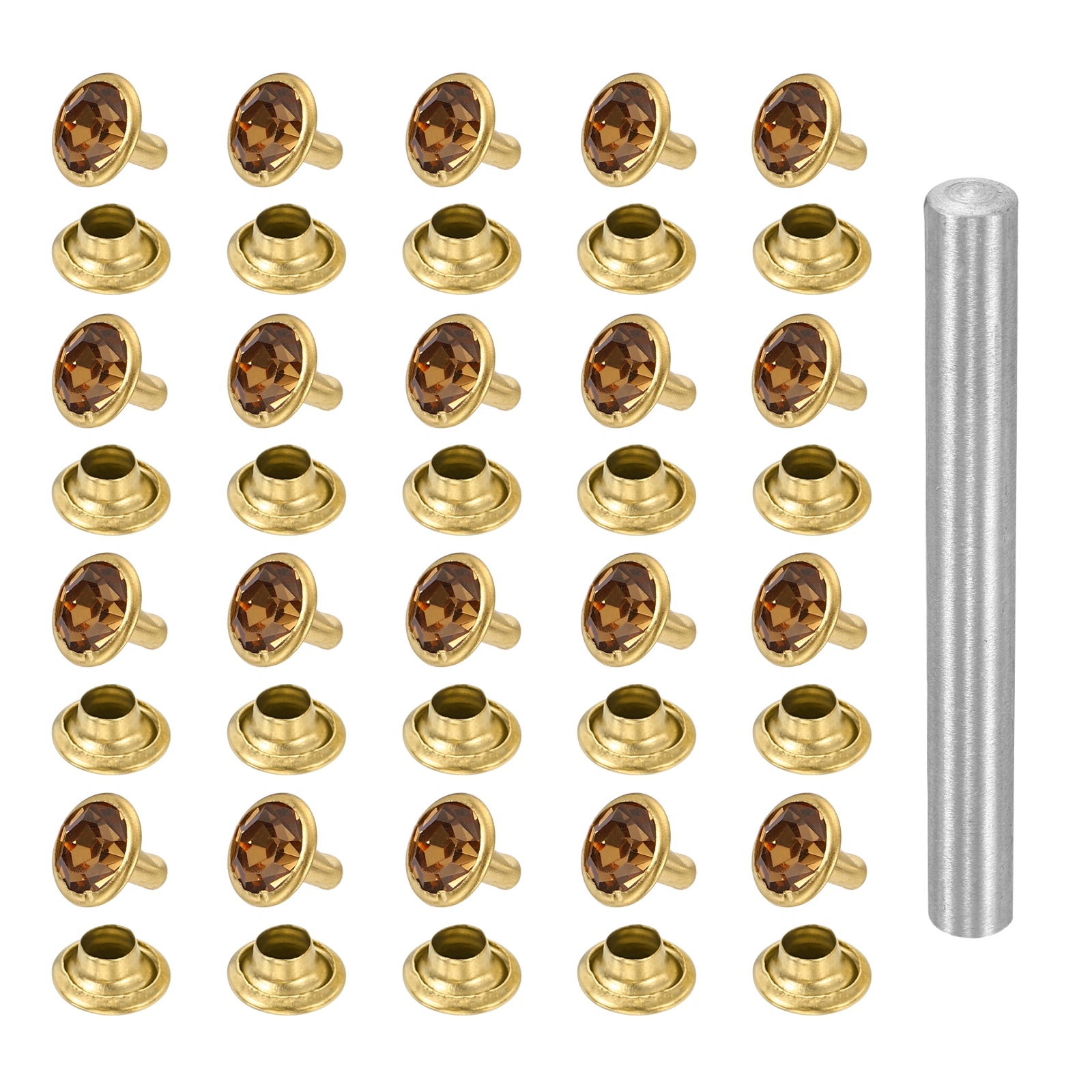 Uxcell 100pcs Crystal Rivets 8mm Rhinestone Rapid Stud Rivets with ...