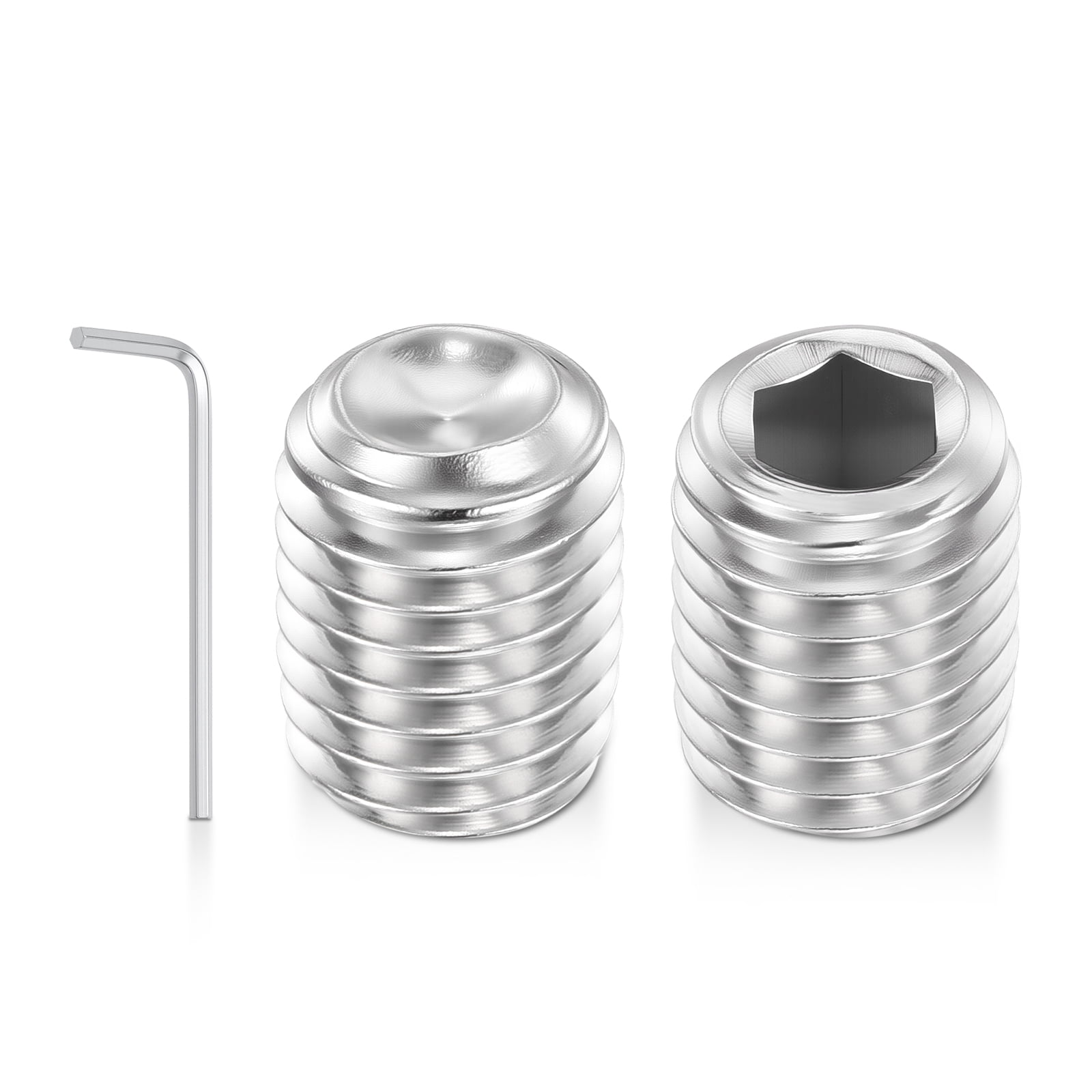Uxcell 100pcs Cup Point Hex Socket Set Screws - [M10-1.5x10mm] 18-8 Stainless Steel Headless Allen Head Grub Set Screw with Hex Key Wrench for Door Handles, Bathroom Fixture & Towel Rack