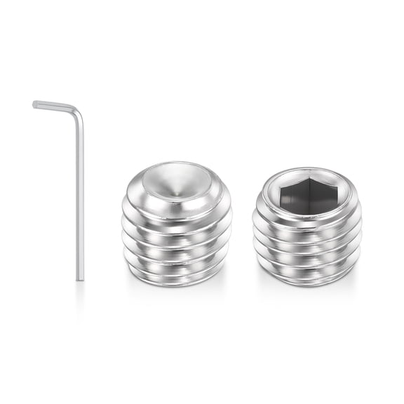 Uxcell 100pcs Cup Point Hex Socket Set Screws - [M5-0.8x3mm] 18-8 Stainless Steel Headless Allen Head Grub Set Screw with Hex Key Wrench for Door Handles, Bathroom Fixture & Towel Rack