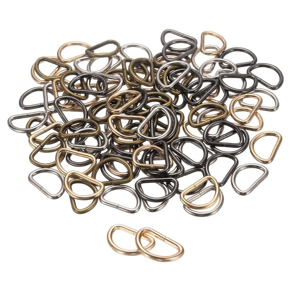 Uxcell 100pcs D Ring 1" (25mm) Metal Electroplate D-Shape Buckle Clips, 4 Colors