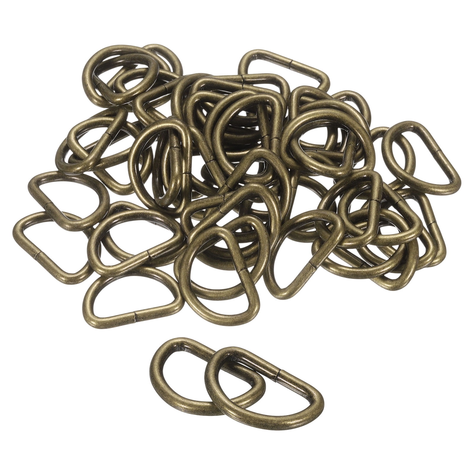 Uxcell 100pcs D Ring 1" (25mm) Metal Electroplate D-Shape Buckle Clips, Bronze