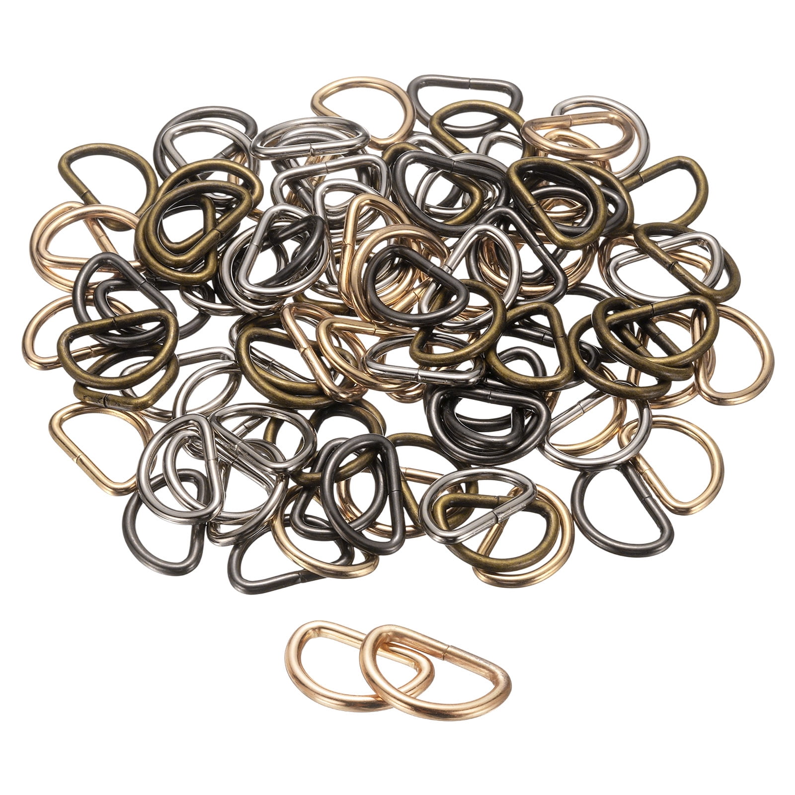 Uxcell 100pcs D Ring 3/4" (20mm) Metal Electroplate D-Shape Buckle Clips, 4 Colors