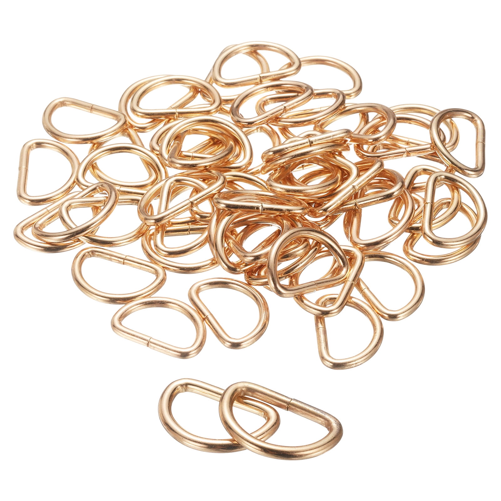 Uxcell 100pcs D Ring 3/4" (20mm) Metal Electroplate D-Shape Buckle Clips, Gold