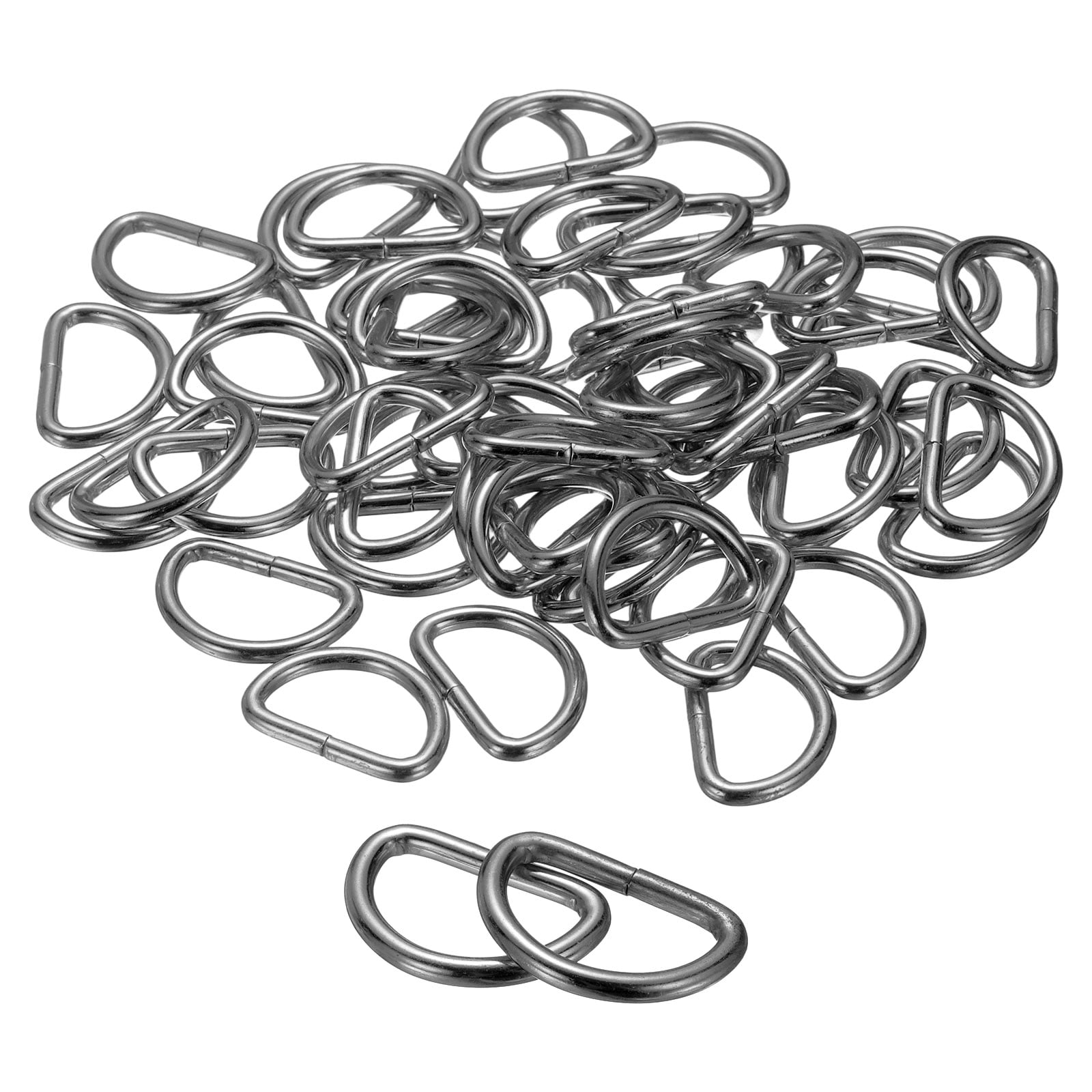 Uxcell 100pcs D Ring 3/4" (20mm) Metal Electroplate D-Shape Buckle Clips, Gunmetal