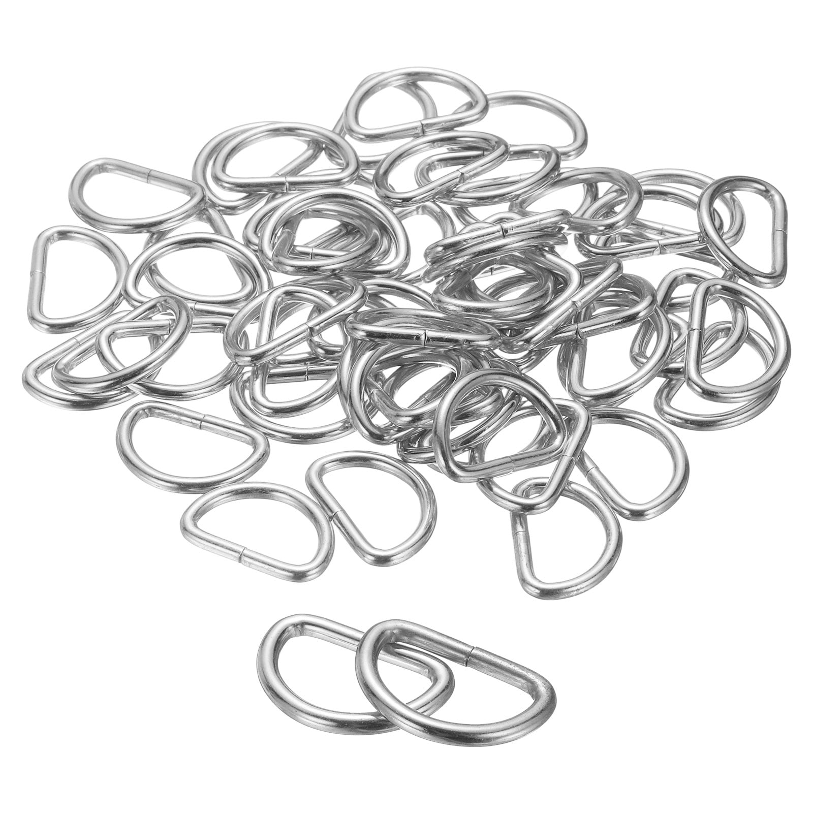 Uxcell 100pcs D Ring 3/4" (20mm) Metal Electroplate D-Shape Buckle Clips, Silver