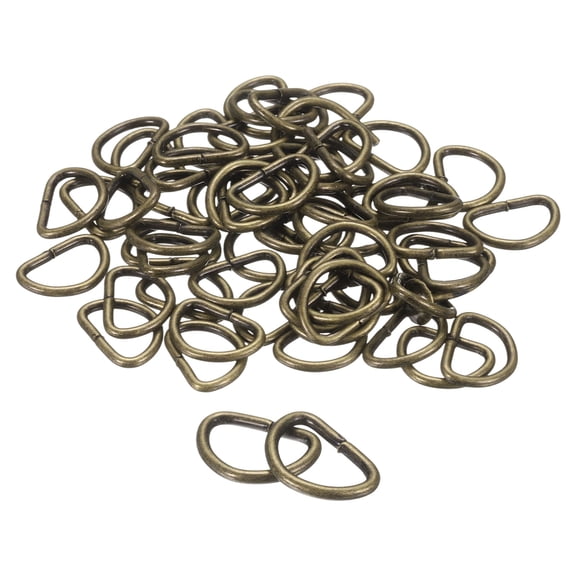 Uxcell 100pcs D Ring 3/8" (10mm) Metal Electroplate D-Shape Buckle Clips, Bronze
