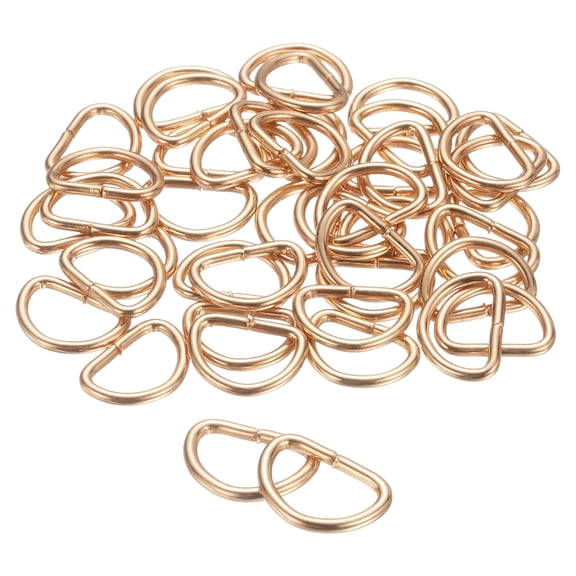 Uxcell 100pcs D Ring 3/8" (10mm) Metal Electroplate D-Shape Buckle Clips, Gold