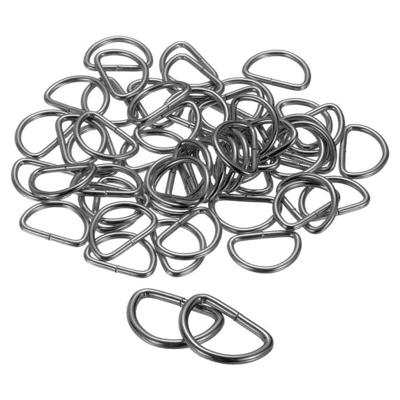 Uxcell 100pcs D Ring 5/8" (15mm) Metal Electroplate D-Shape Buckle Clips, Gunmetal