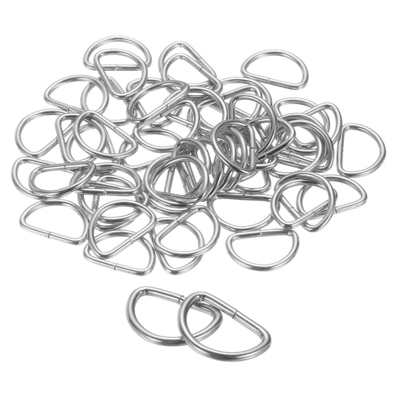 Uxcell 100pcs D Ring 5/8" (15mm) Metal Electroplate D-Shape Buckle Clips, Silver