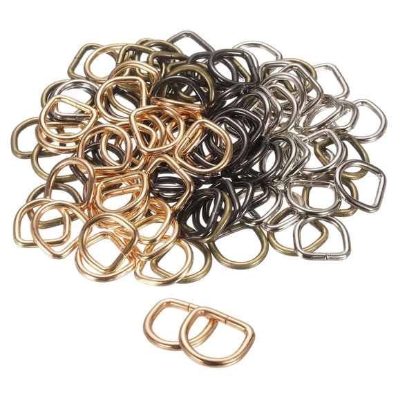 Uxcell 100pcs D Ring 5/8" (16mm) Metal Electroplate D-Shape Buckle Clips, 4 Colors