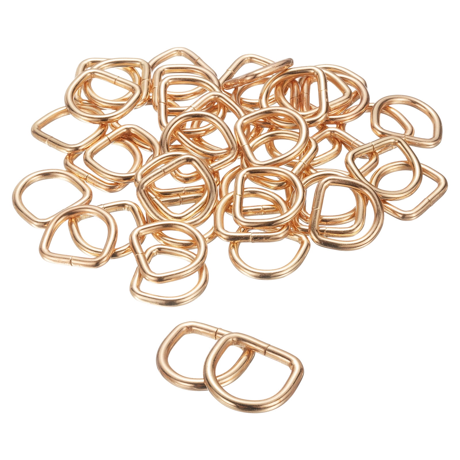 Uxcell 100pcs D Ring 5/8" (16mm) Metal Electroplate D-Shape Buckle Clips, Gold