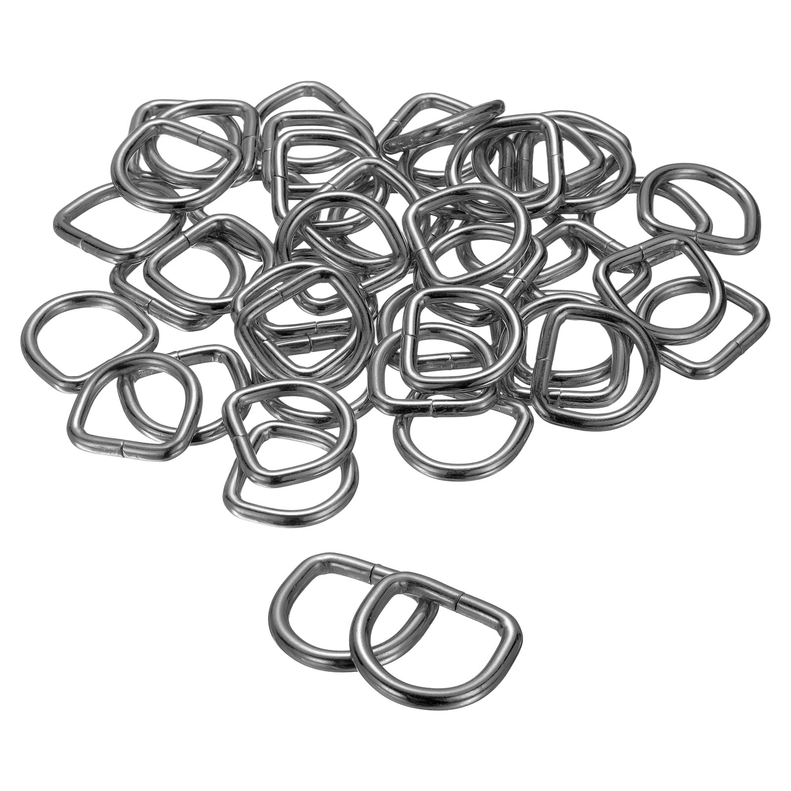 Uxcell 100pcs D Ring 5/8" (16mm) Metal Electroplate D-Shape Buckle Clips, Gunmetal