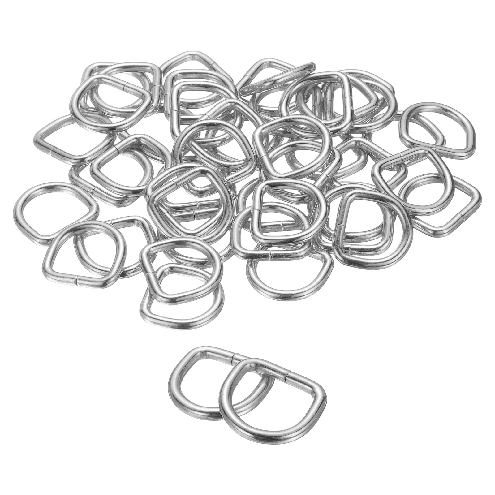 Uxcell 100pcs D Ring 5/8" (16mm) Metal Electroplate D-Shape Buckle Clips, Silver
